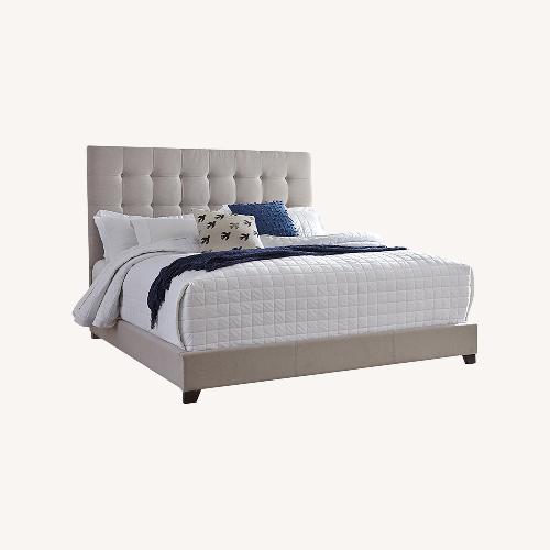 Used Ashley Dolante Bed Frame Queen Upholstered Beige for sale on AptDeco