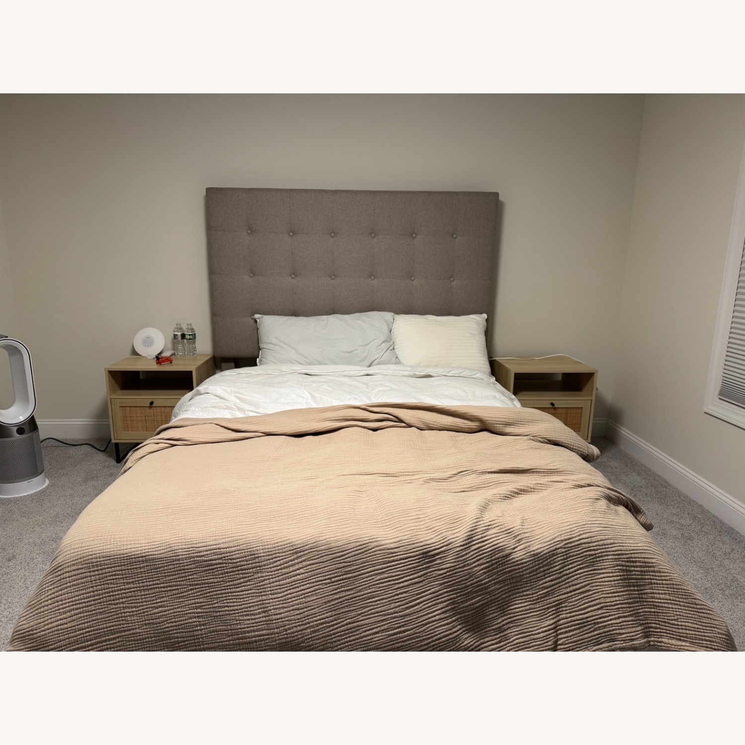 Ashley Dolante Bed Frame Queen Upholstered Beige - image-1