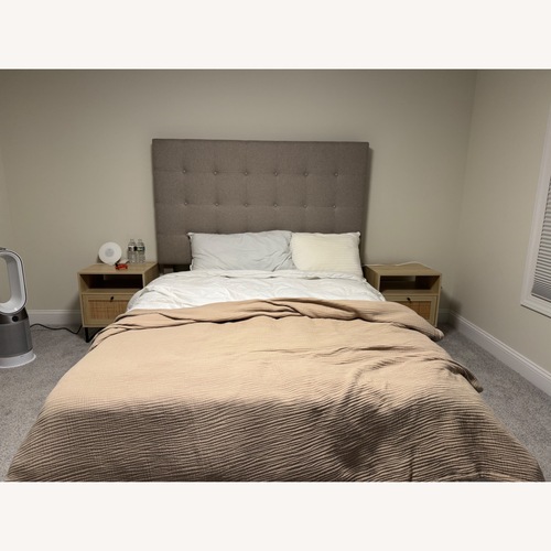 Used Ashley Dolante Bed Frame Queen Upholstered Beige for sale on AptDeco