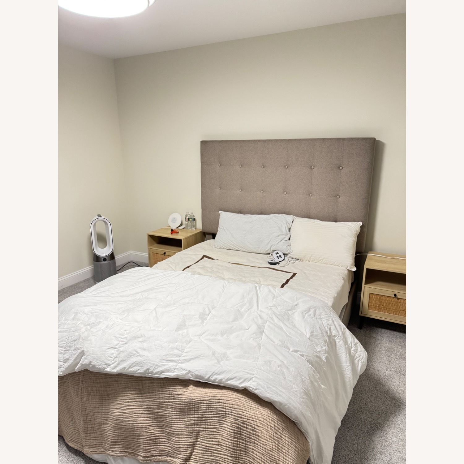 Ashley Dolante Bed Frame Queen Upholstered Beige - image-2