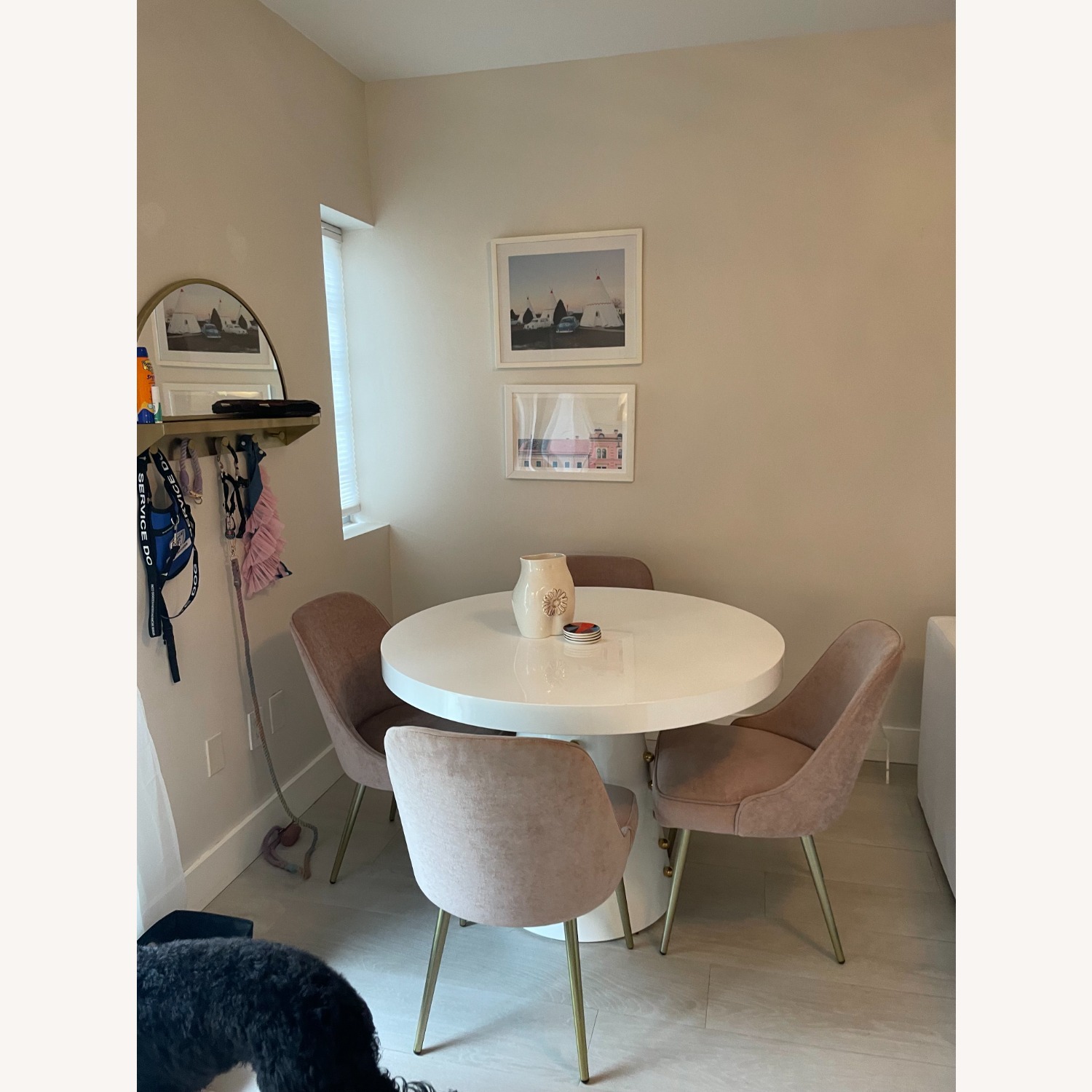 West Elm Pink Velvet Dining Chairs - image-4