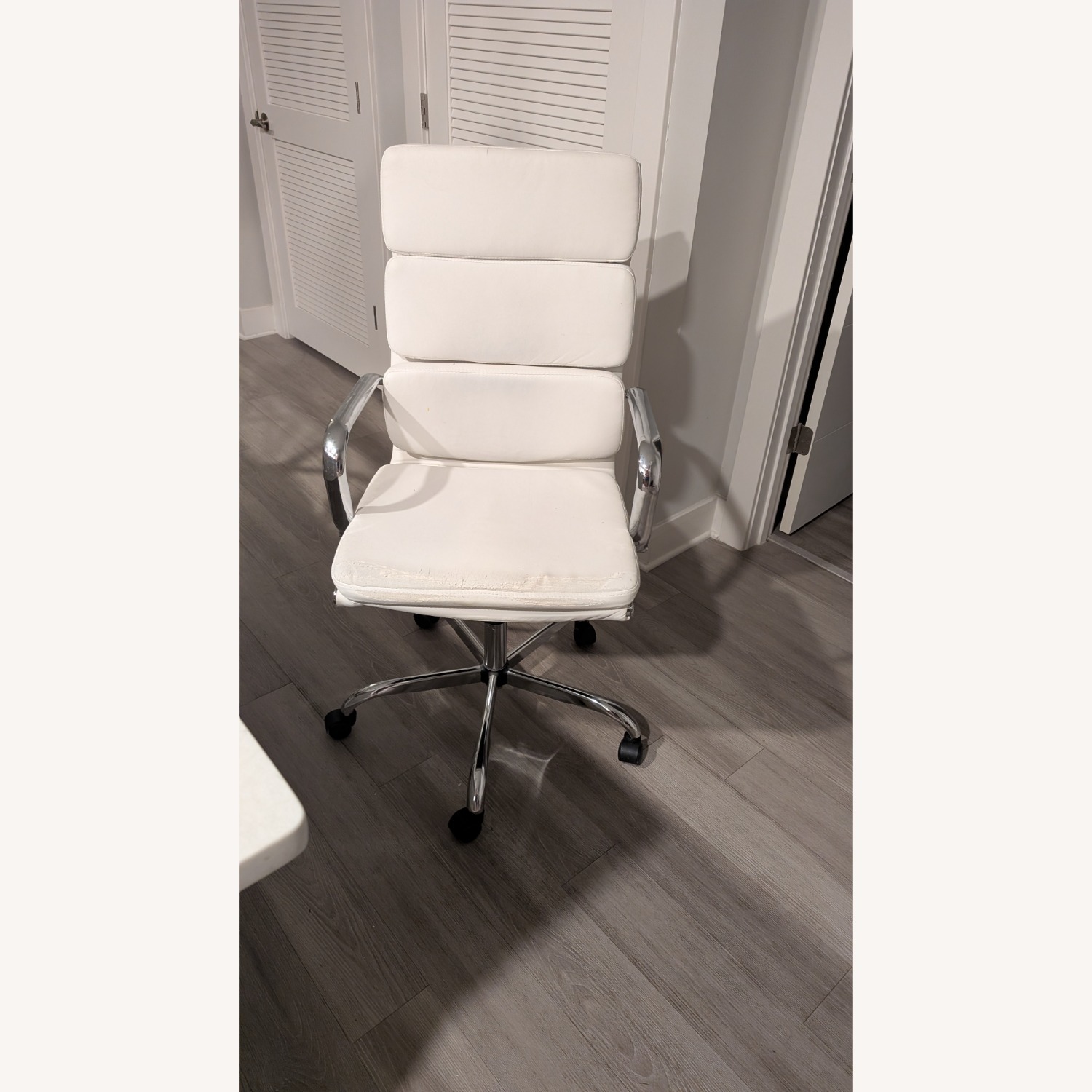 IKEA White Leather Chair - image-1