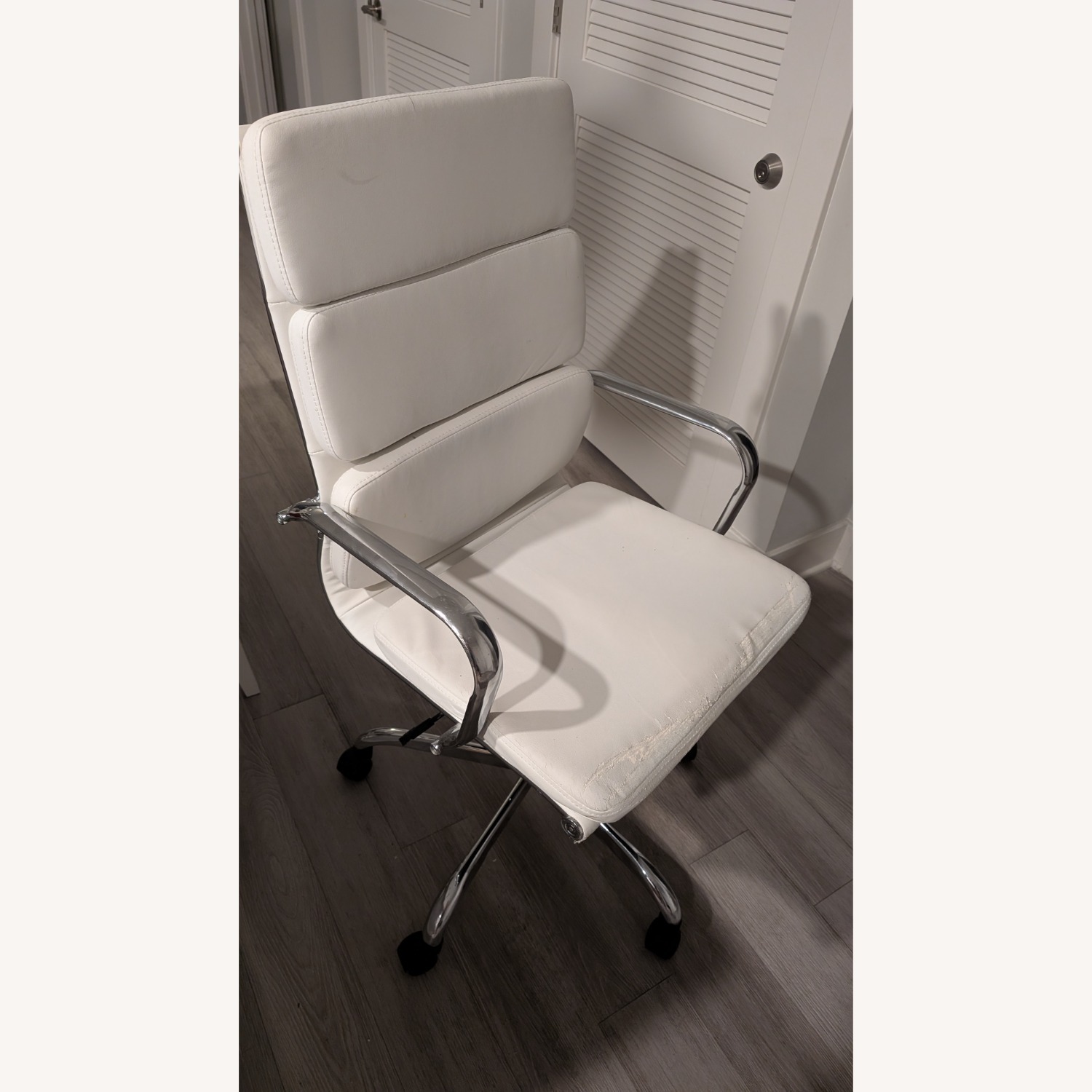 IKEA White Leather Chair - image-2