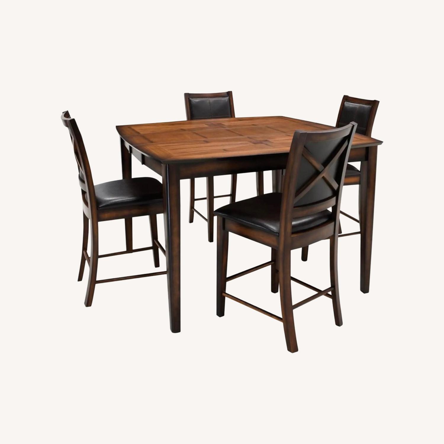 Dark Brown Wood Dining Set - image-0