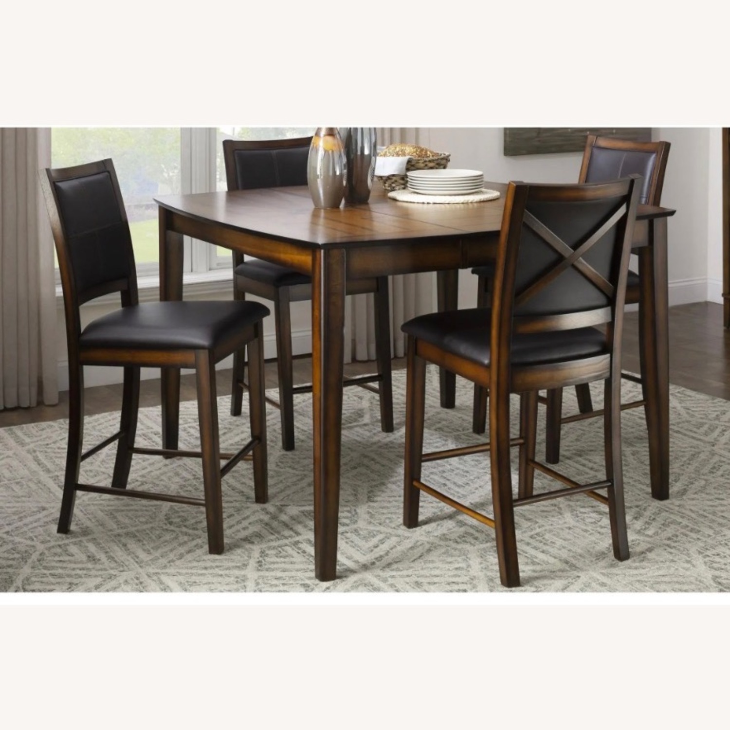 Dark Brown Wood Dining Set - image-4