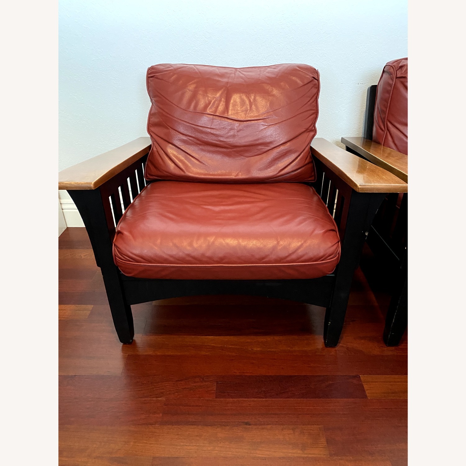 Ethan Allen Armchairs (2) Leather & Solid Wood - image-3