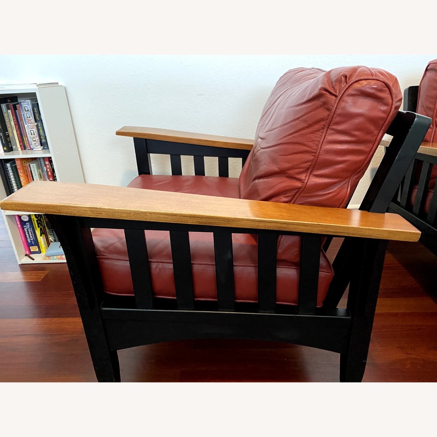 Ethan Allen Armchairs (2) Leather & Solid Wood - image-2