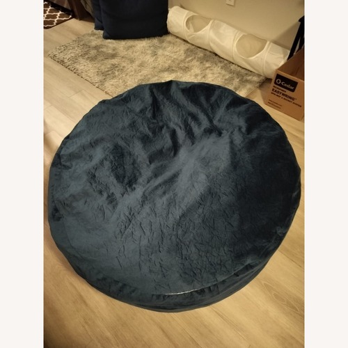 Used Bean Bag Blue Velvet Loveseat for sale on AptDeco