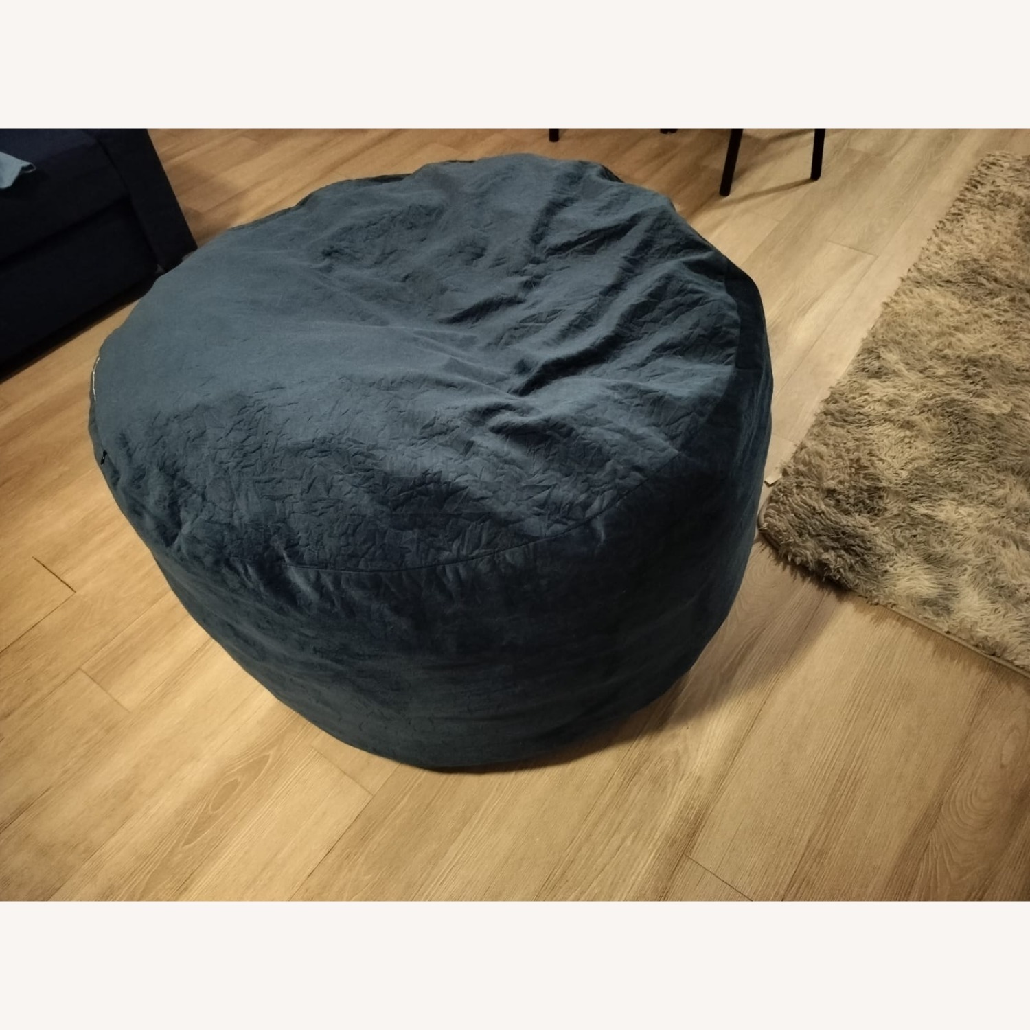 Bean Bag Blue Velvet Loveseat - image-3
