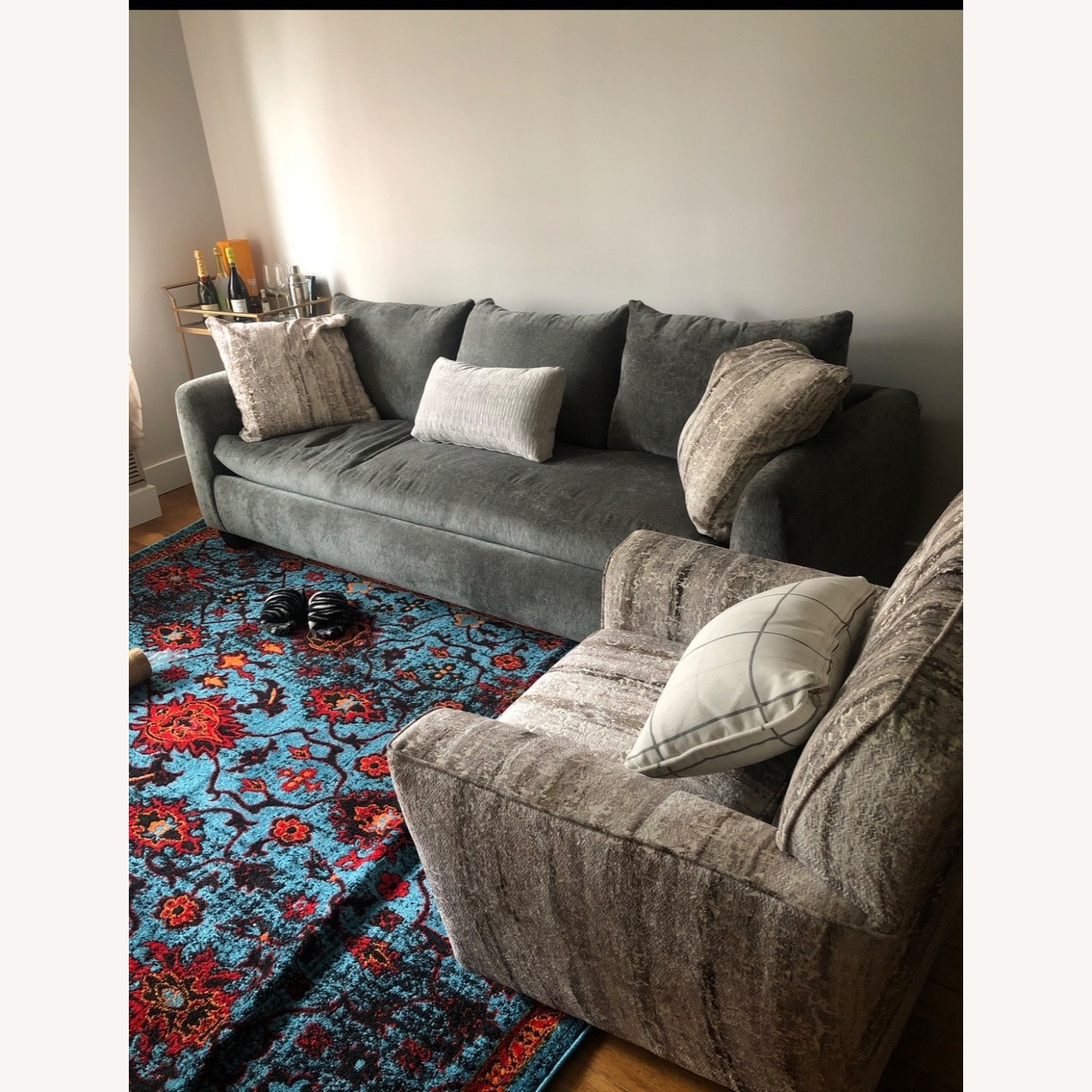 Raymour & Flanigan Dark Gray Fabric 2 Seater Sofa - image-1