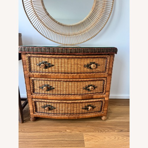 Used Vintage Rattan 3 Drawer Dresser  for sale on AptDeco