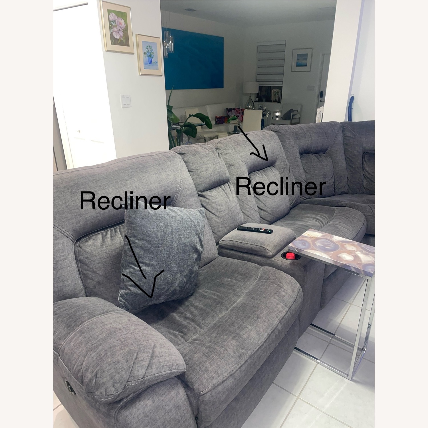 Rooms To Go  Dark Gray Fabric 3+ Piece Sectional - image-2