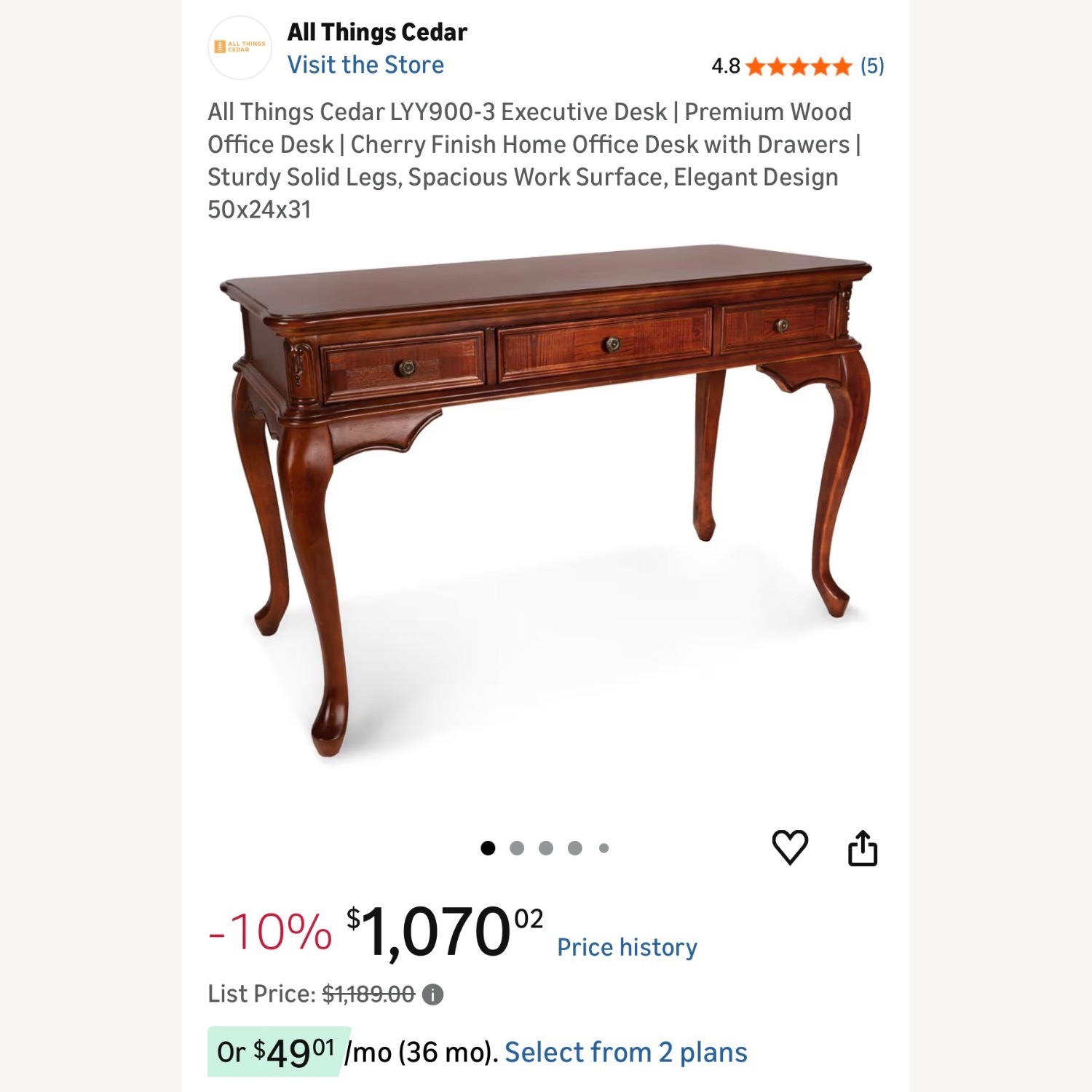 All Things Cedar Dark Brown Wood Desk - image-2