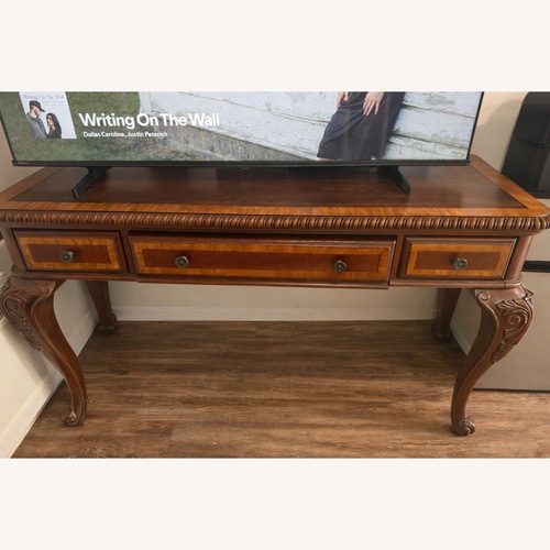 Used All Things Cedar Dark Brown Wood Desk for sale on AptDeco