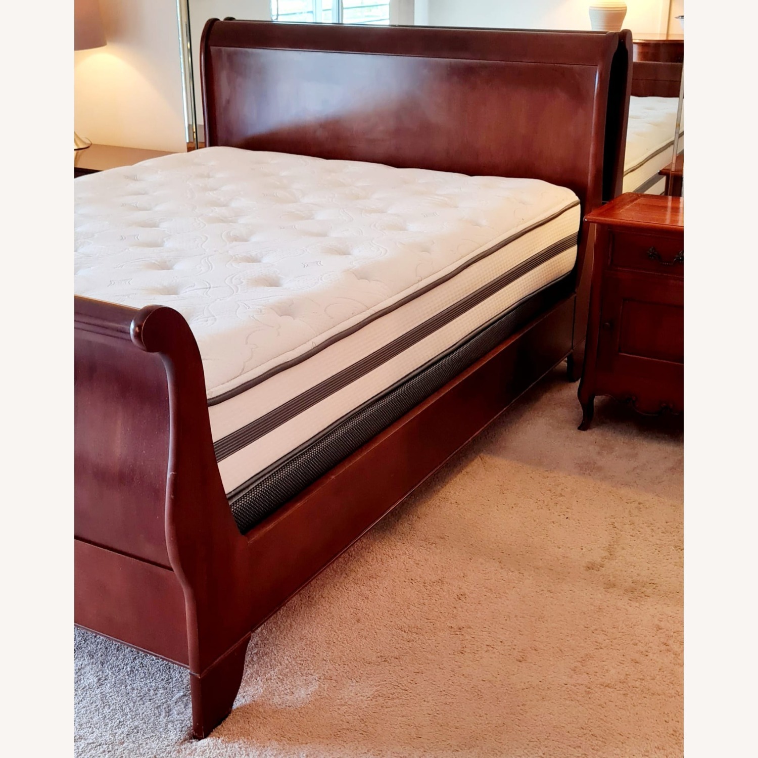 Wood Queen Sleigh Bed – Cherry Finish - image-5