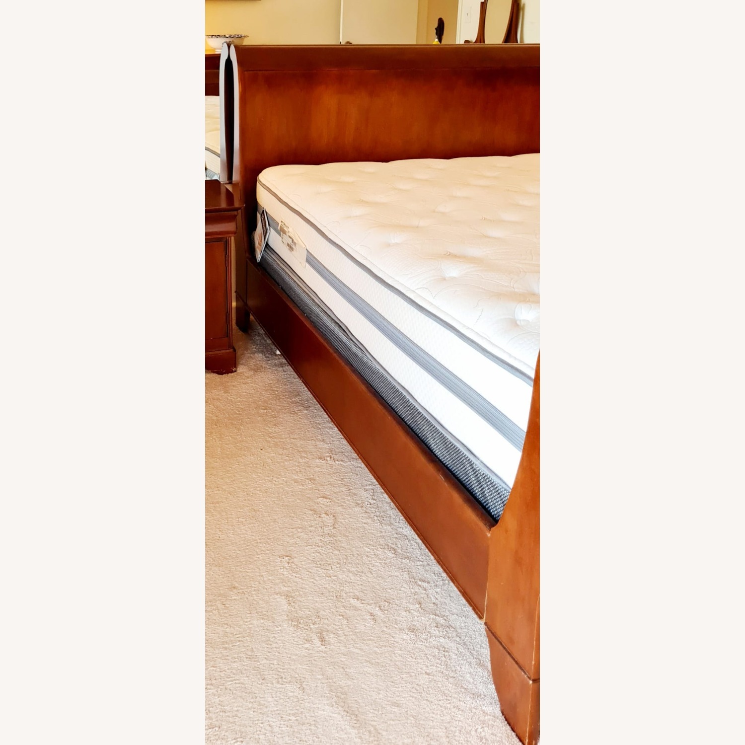 Wood Queen Sleigh Bed – Cherry Finish - image-3