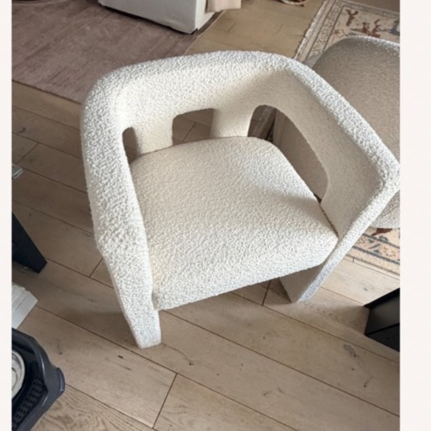 CB2 Stature Ivory Boucle Dining Armchair - image-4