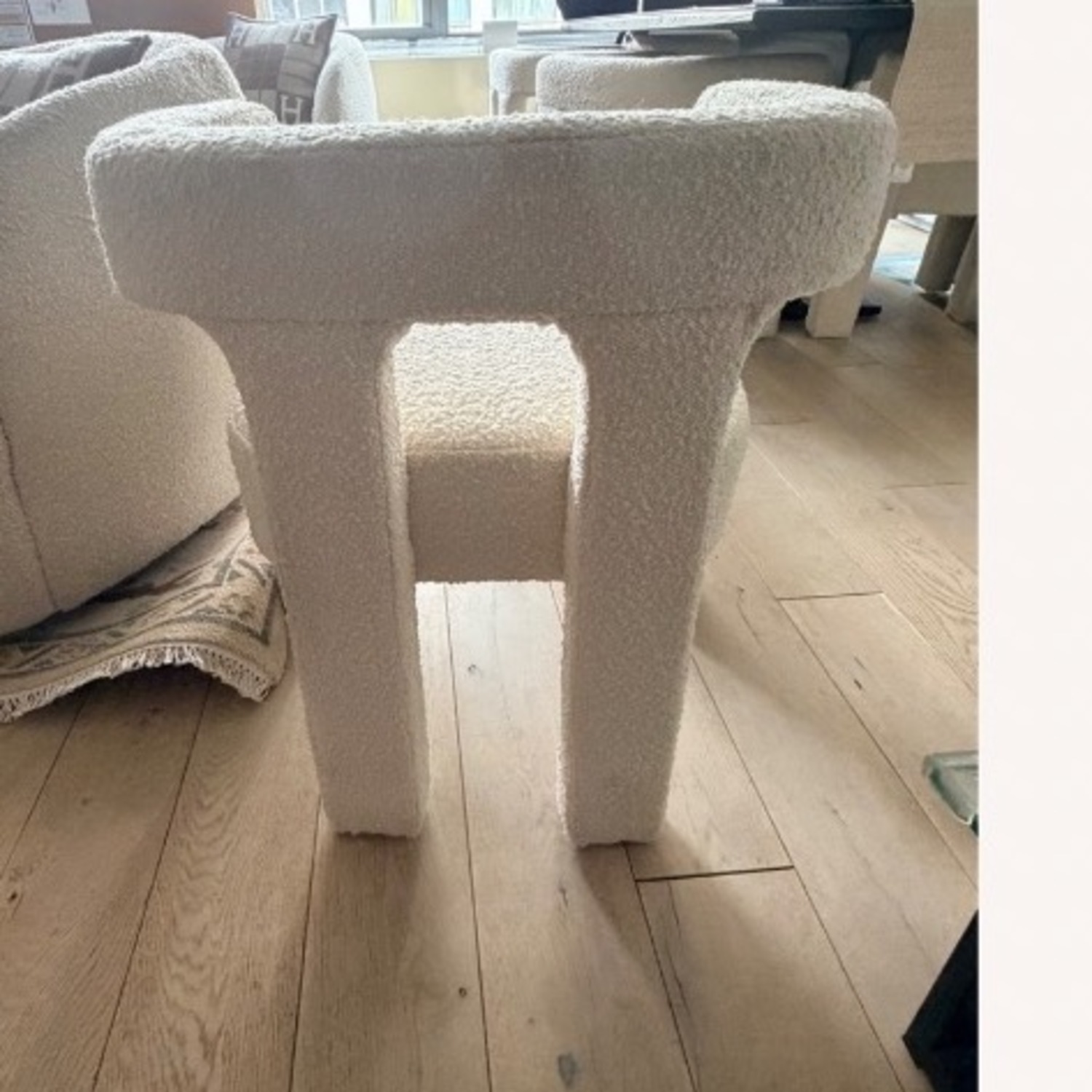 CB2 Stature Ivory Boucle Dining Armchair - image-8