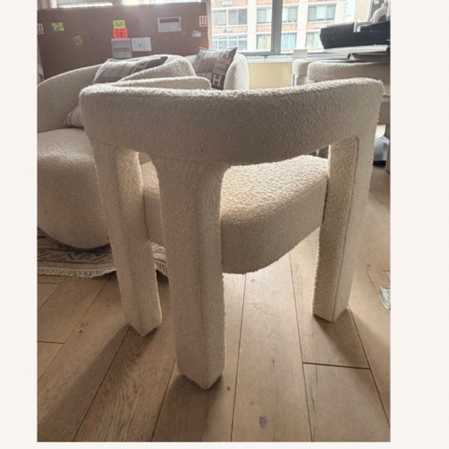 CB2 Stature Ivory Boucle Dining Armchair - image-6