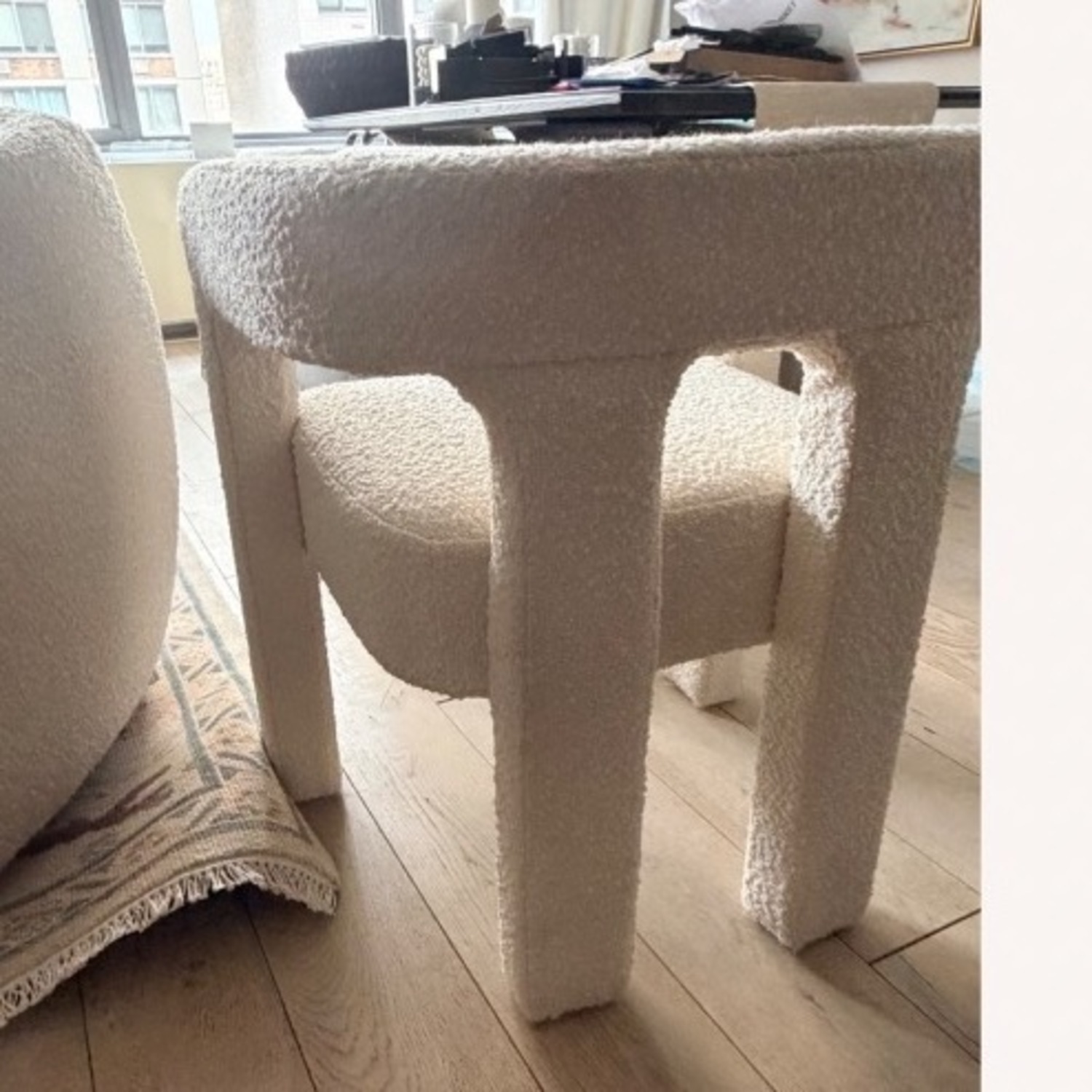 CB2 Stature Ivory Boucle Dining Armchair - image-5