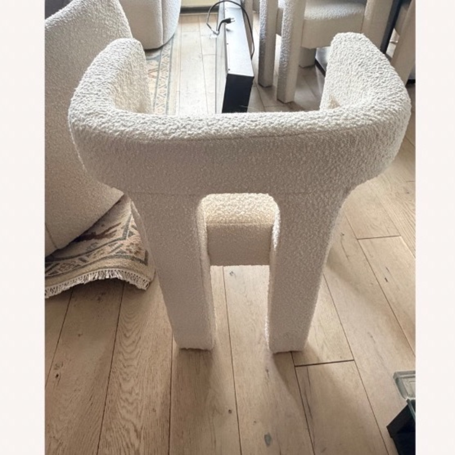 CB2 Stature Ivory Boucle Dining Armchair - image-7