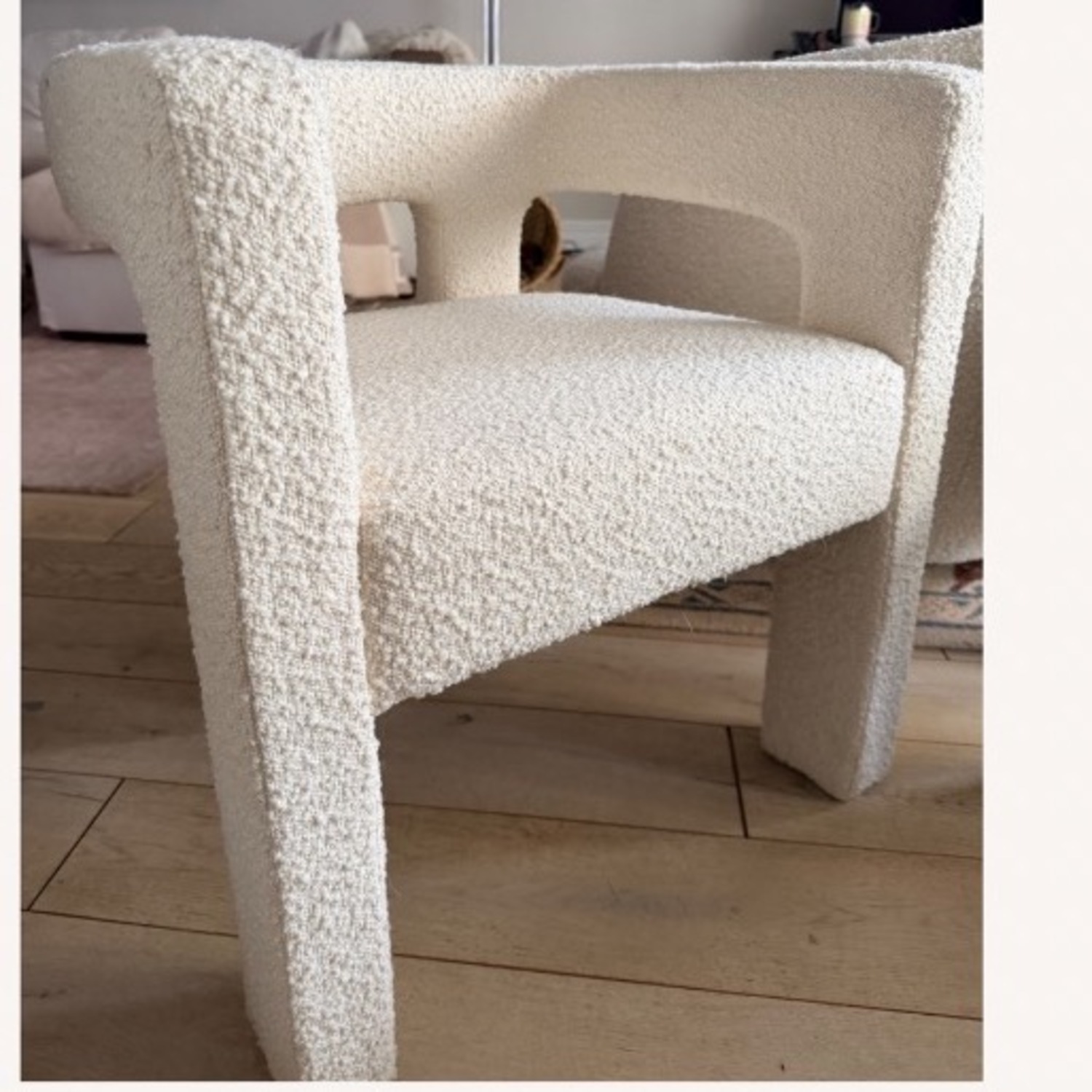 CB2 Stature Ivory Boucle Dining Armchair - image-2