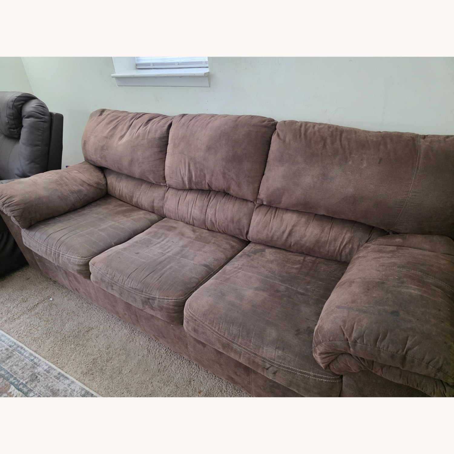 Ashley Furniture Dark Brown Fabric 3+ Seater Sofa - image-1