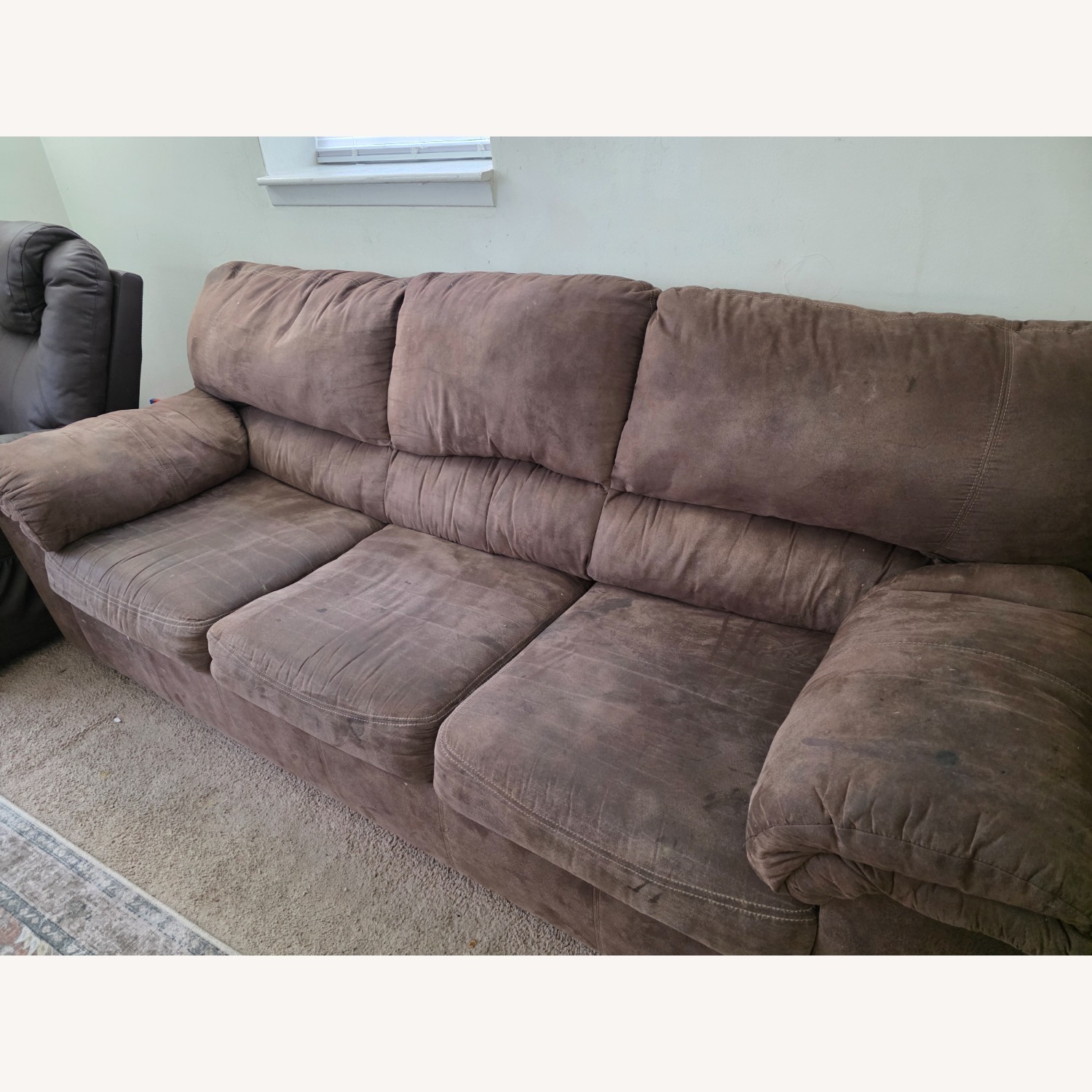 Ashley Furniture Dark Brown Fabric 3+ Seater Sofa - image-2