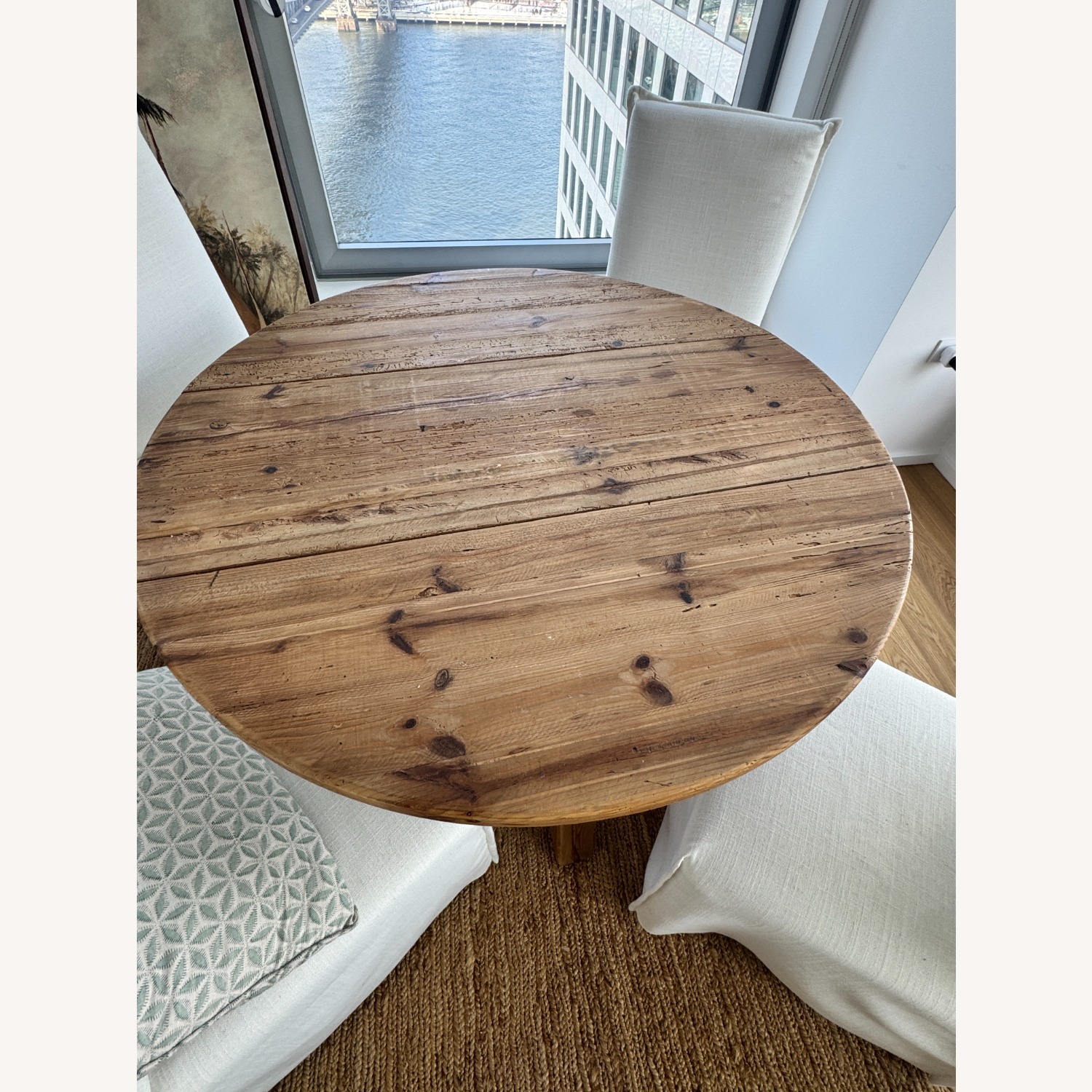 Timber Dining Set with 4 Linen Chairs - image-4