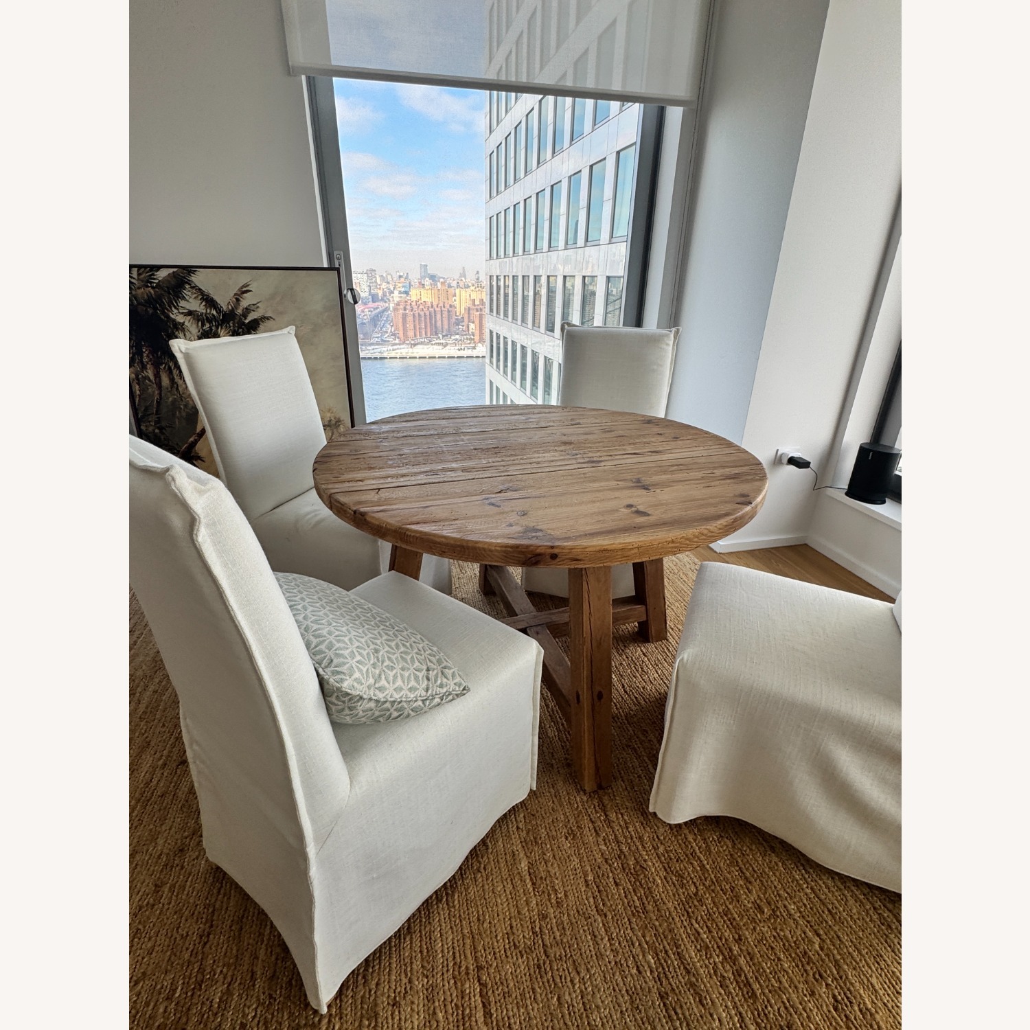 Timber Dining Set with 4 Linen Chairs - image-3