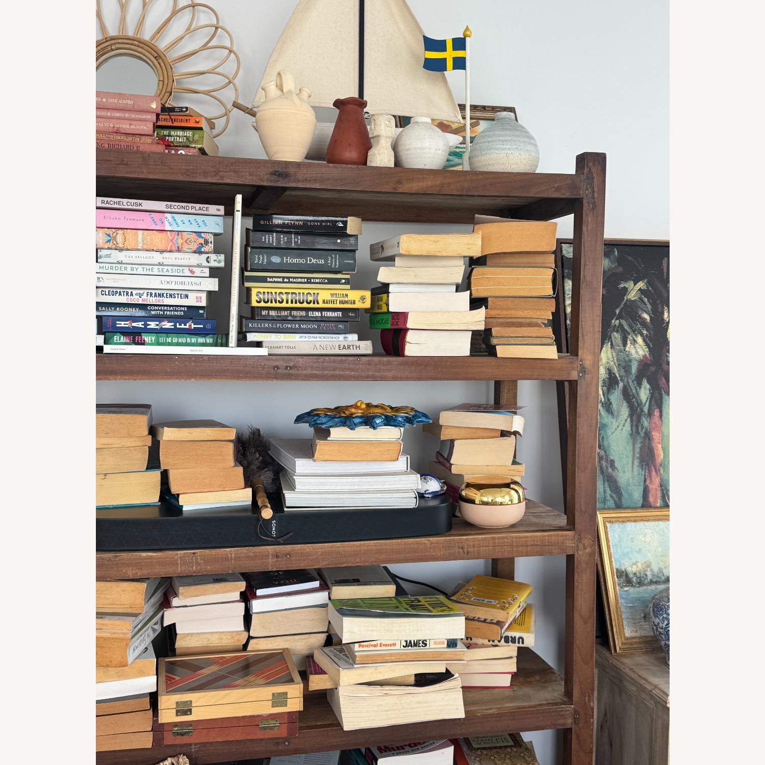 Solid Wood Bookshelf – Rustic Dark Timber  - image-2