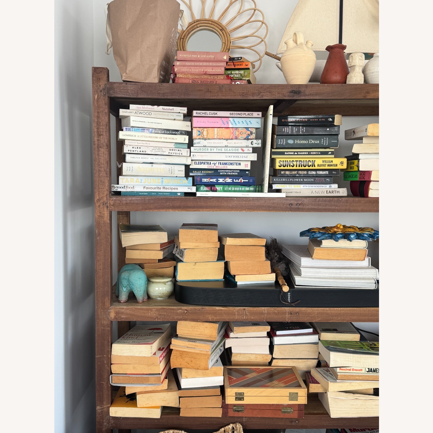 Solid Wood Bookshelf – Rustic Dark Timber  - image-1