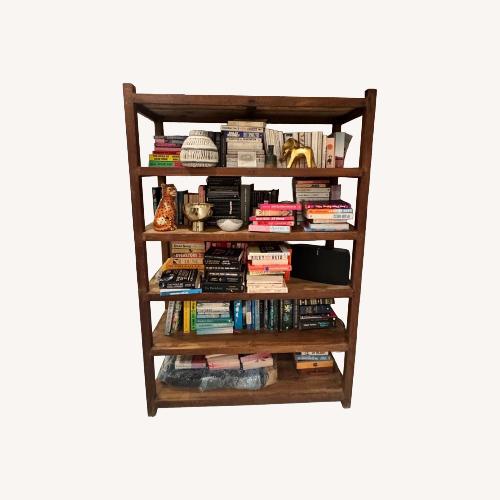 Used Solid Wood Bookshelf – Rustic Dark Timber  for sale on AptDeco