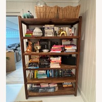 Solid Wood Bookshelf – Rustic Dark Timber 