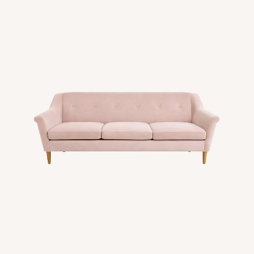 Used West Elm Finn Pink Velvet 3+ Seater Sofa for sale on AptDeco
