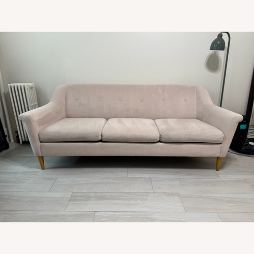 Used West Elm Finn Pink Velvet 3+ Seater Sofa for sale on AptDeco