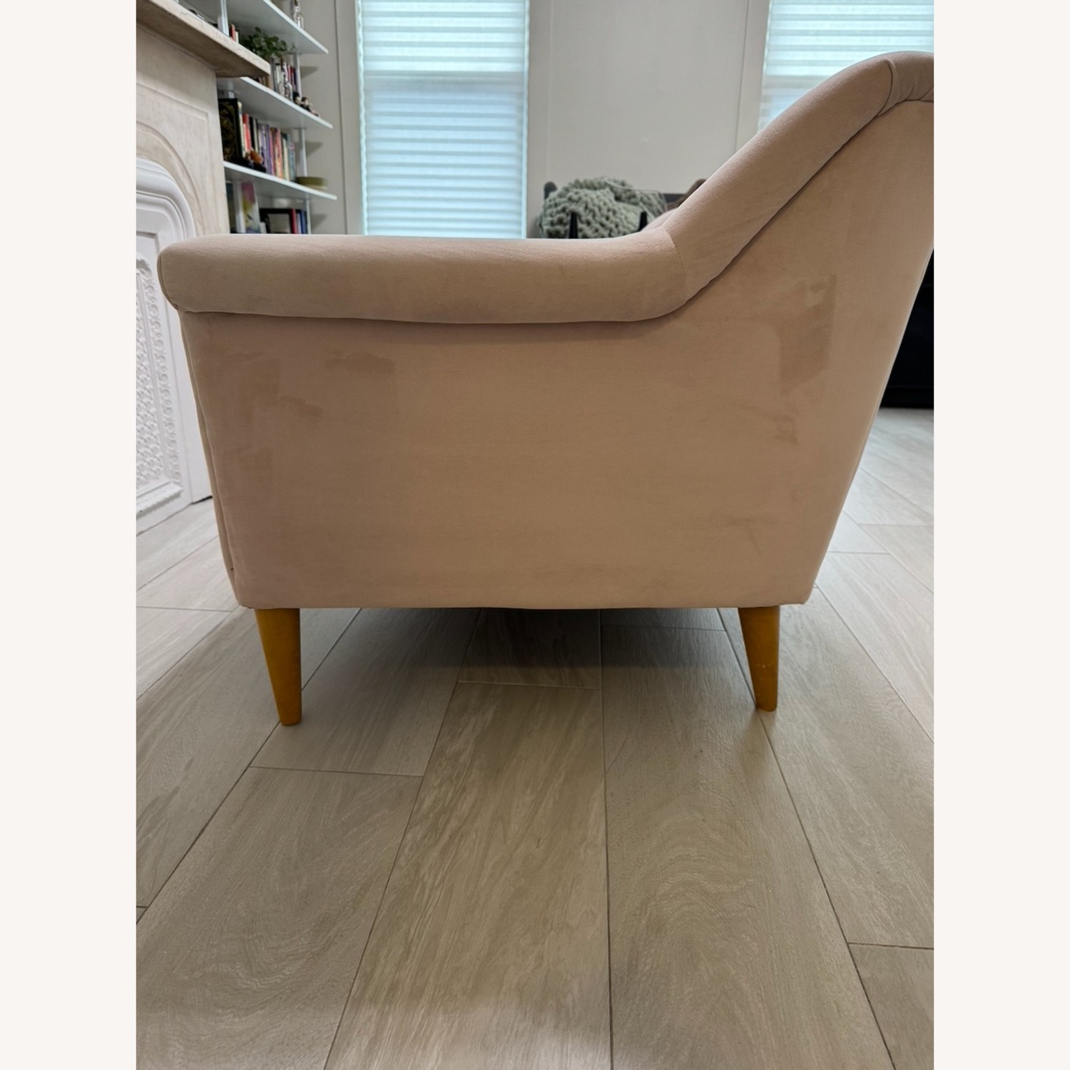 West Elm Finn Pink Velvet 3+ Seater Sofa - image-3