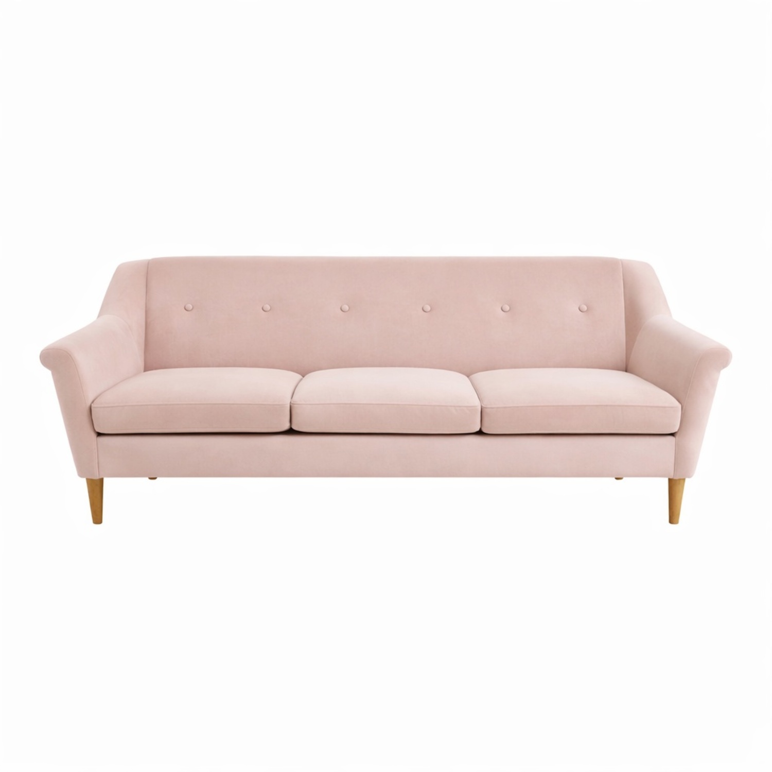 West Elm Finn Pink Velvet 3+ Seater Sofa - image-0
