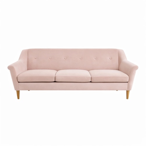 Used West Elm Finn Pink Velvet 3+ Seater Sofa for sale on AptDeco