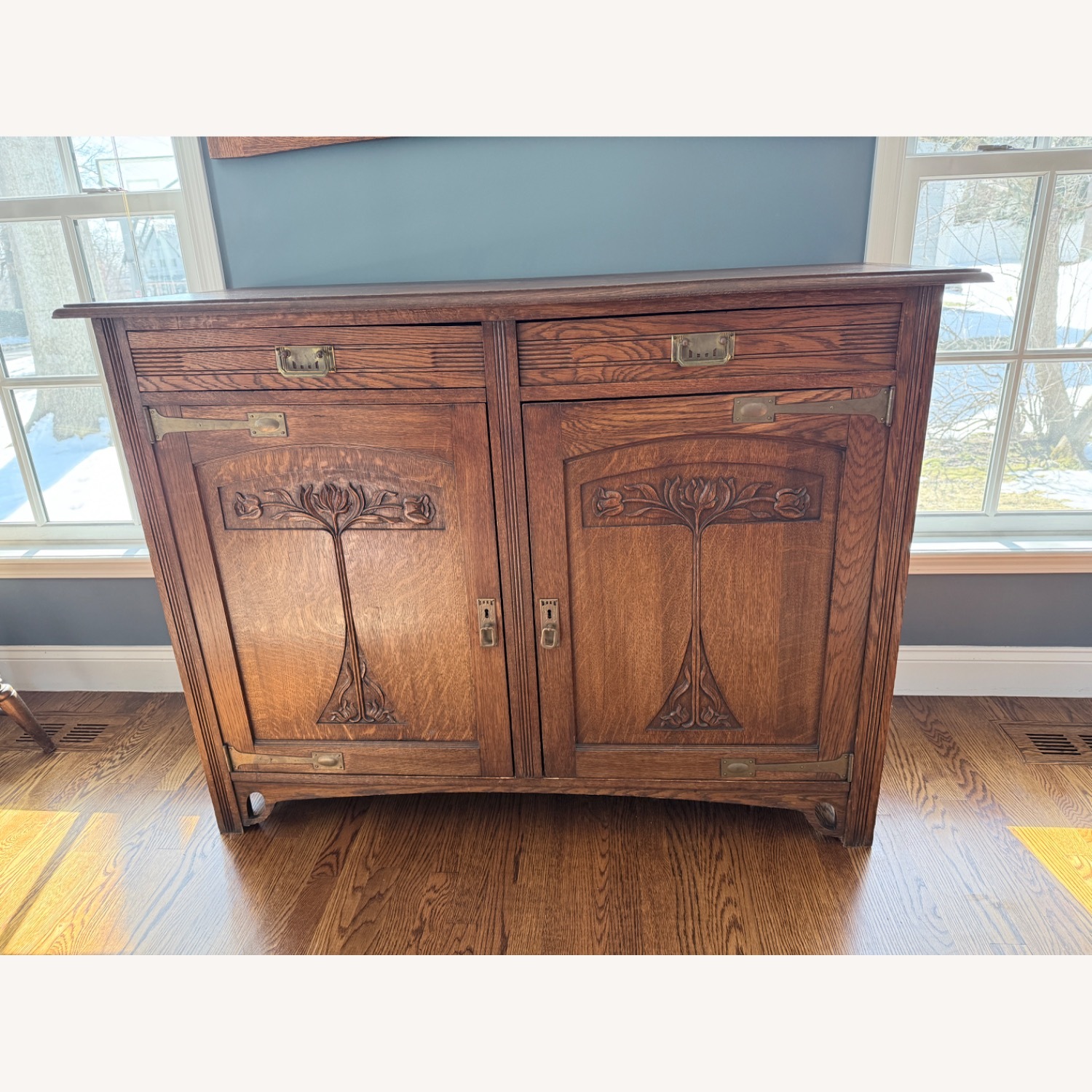 Vintage/Antique Dark Brown Media Storage - image-0