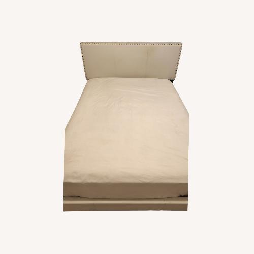 Used White Fabric Queen Bed for sale on AptDeco