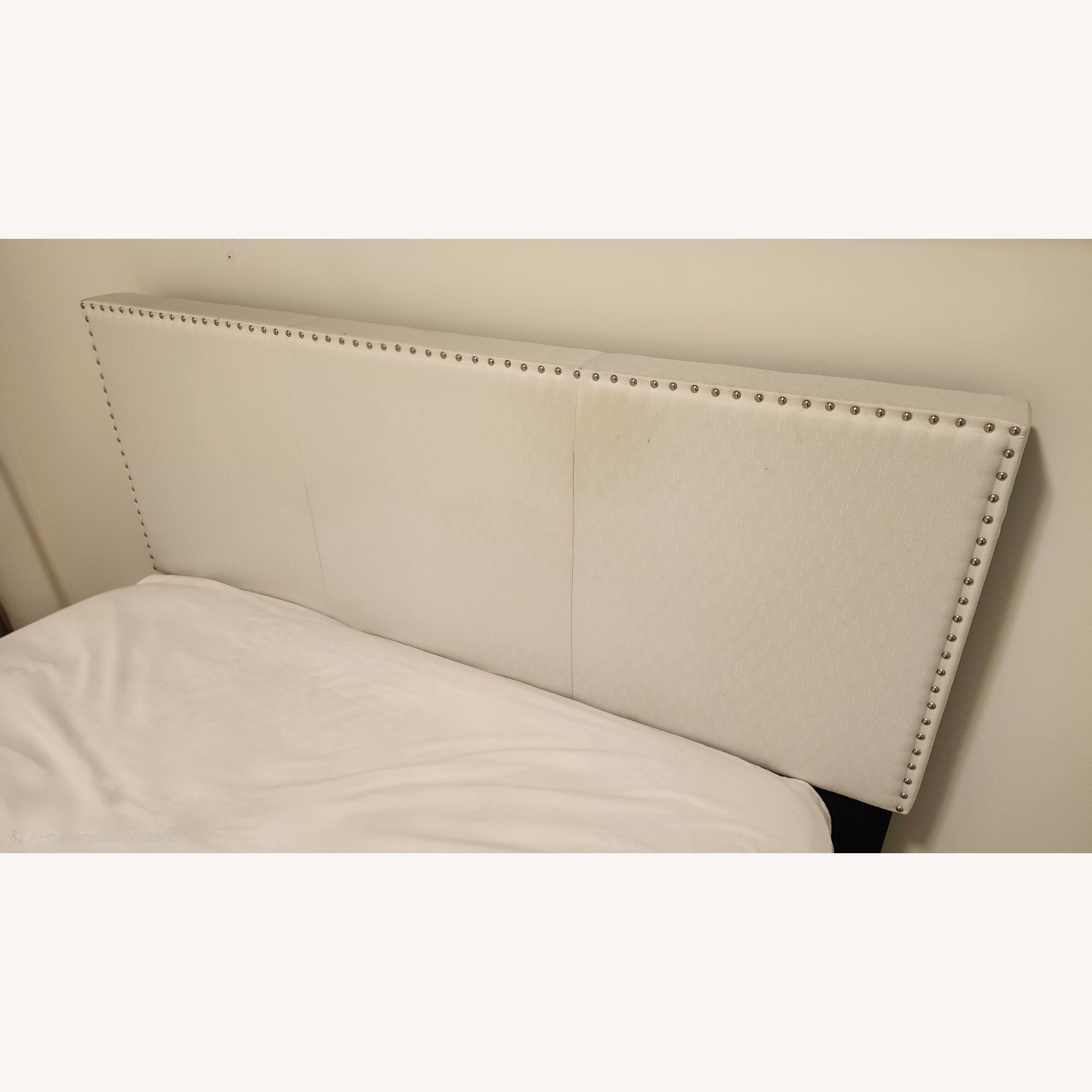 White Fabric Queen Bed  - image-2