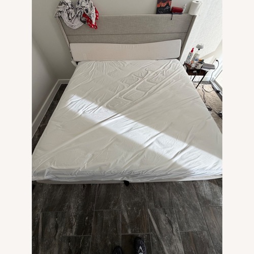 Used Light Gray Fabric King Bed for sale on AptDeco