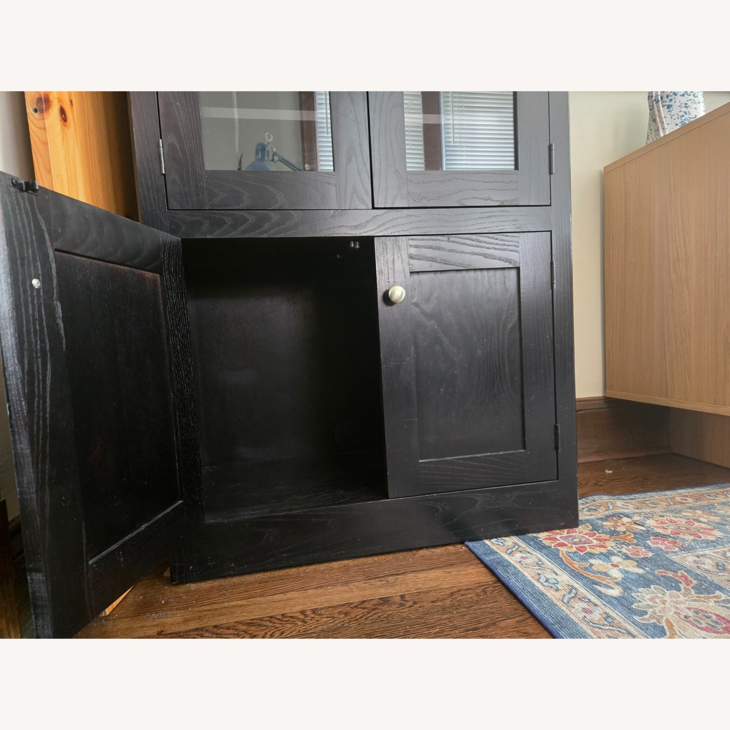 Crate & Barrel Black Wood Wall Unit - image-4