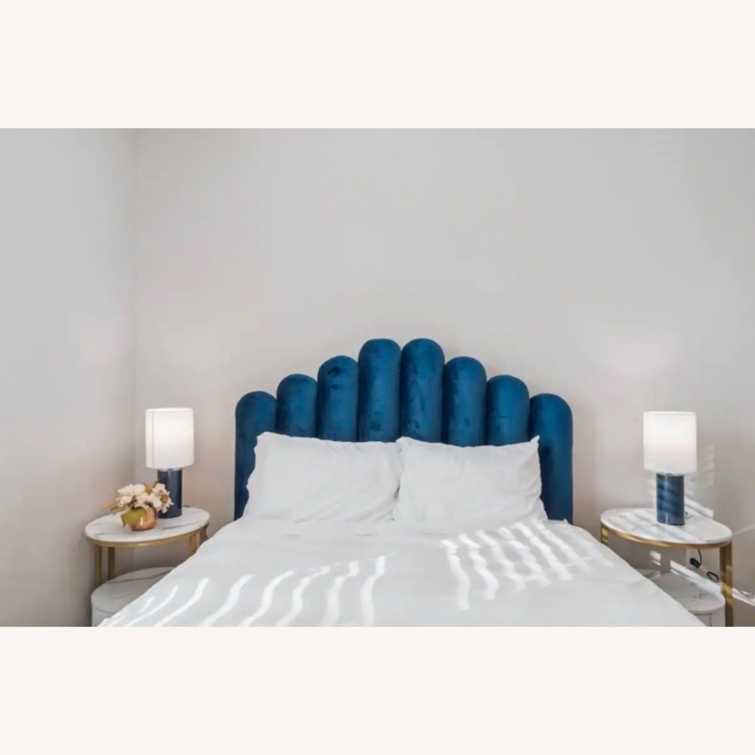 Everly Quinn Navy Velvet Queen Bed - image-3