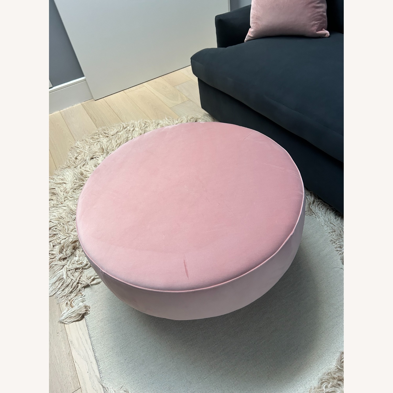 Interior Define Pink Velvet Ottoman - image-2