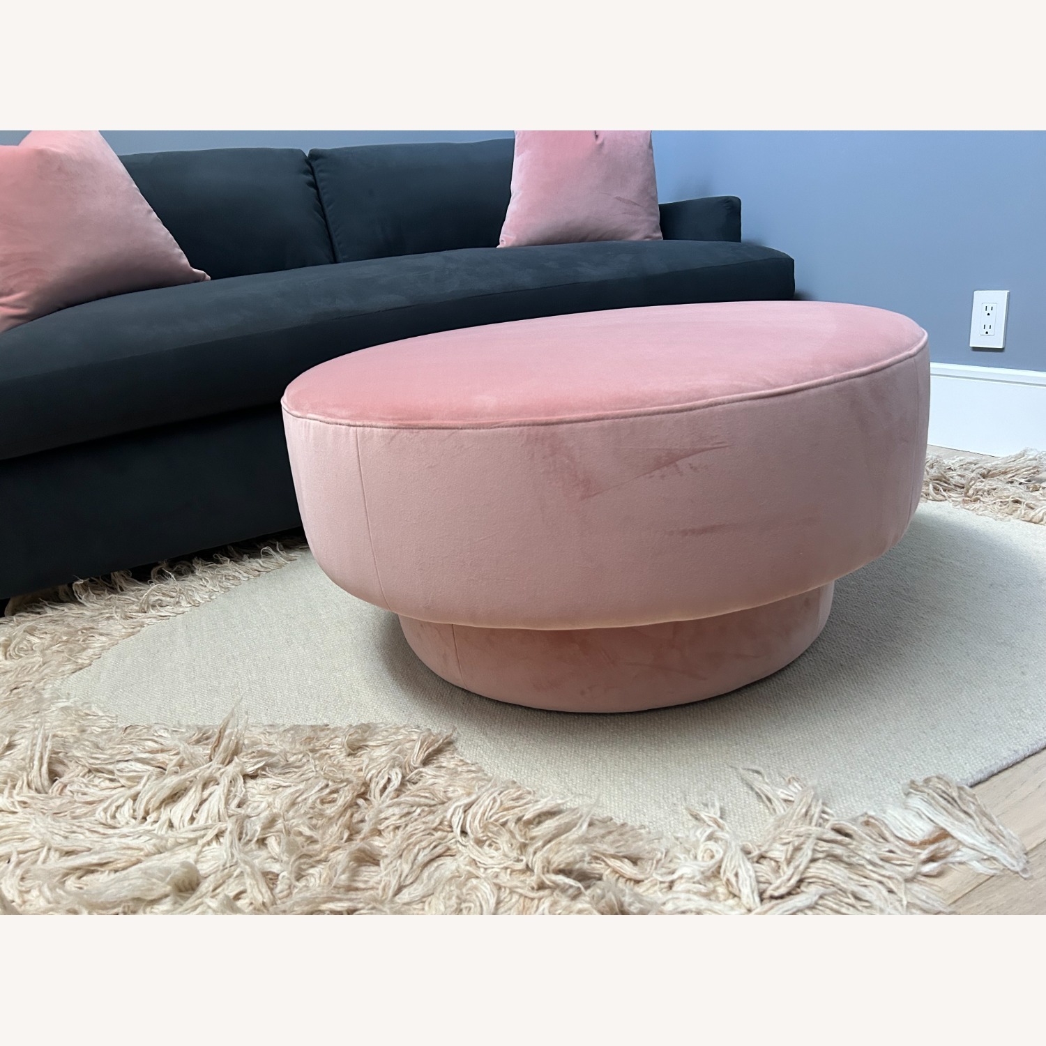 Interior Define Pink Velvet Ottoman - image-3