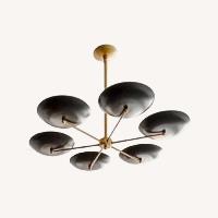 Mid Century Modern Brass 6-Light Disc Chandelier 