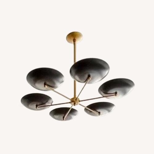 Used Mid Century Modern Brass 6-Light Disc Chandelier for sale on AptDeco