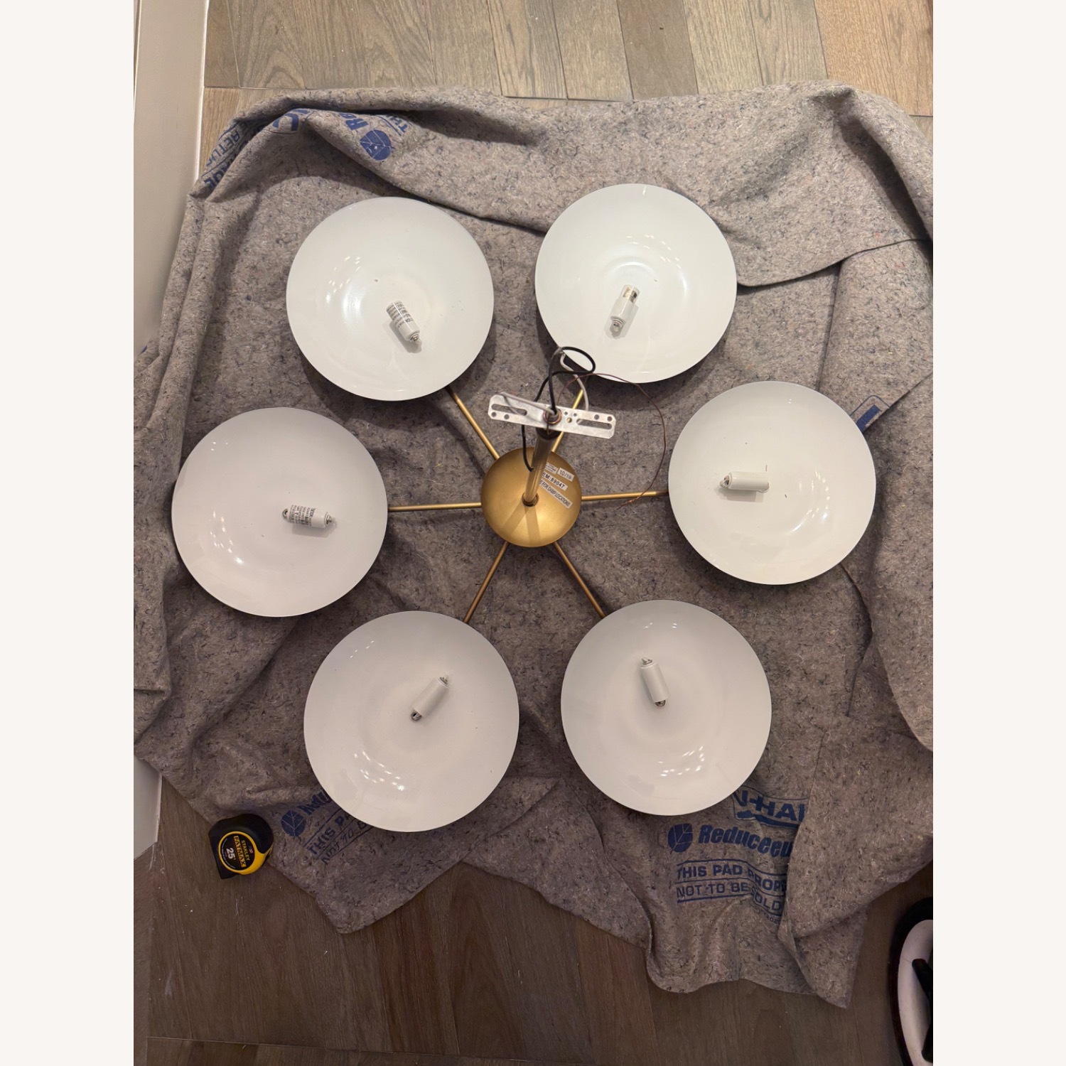 Mid Century Modern Brass 6-Light Disc Chandelier  - image-2